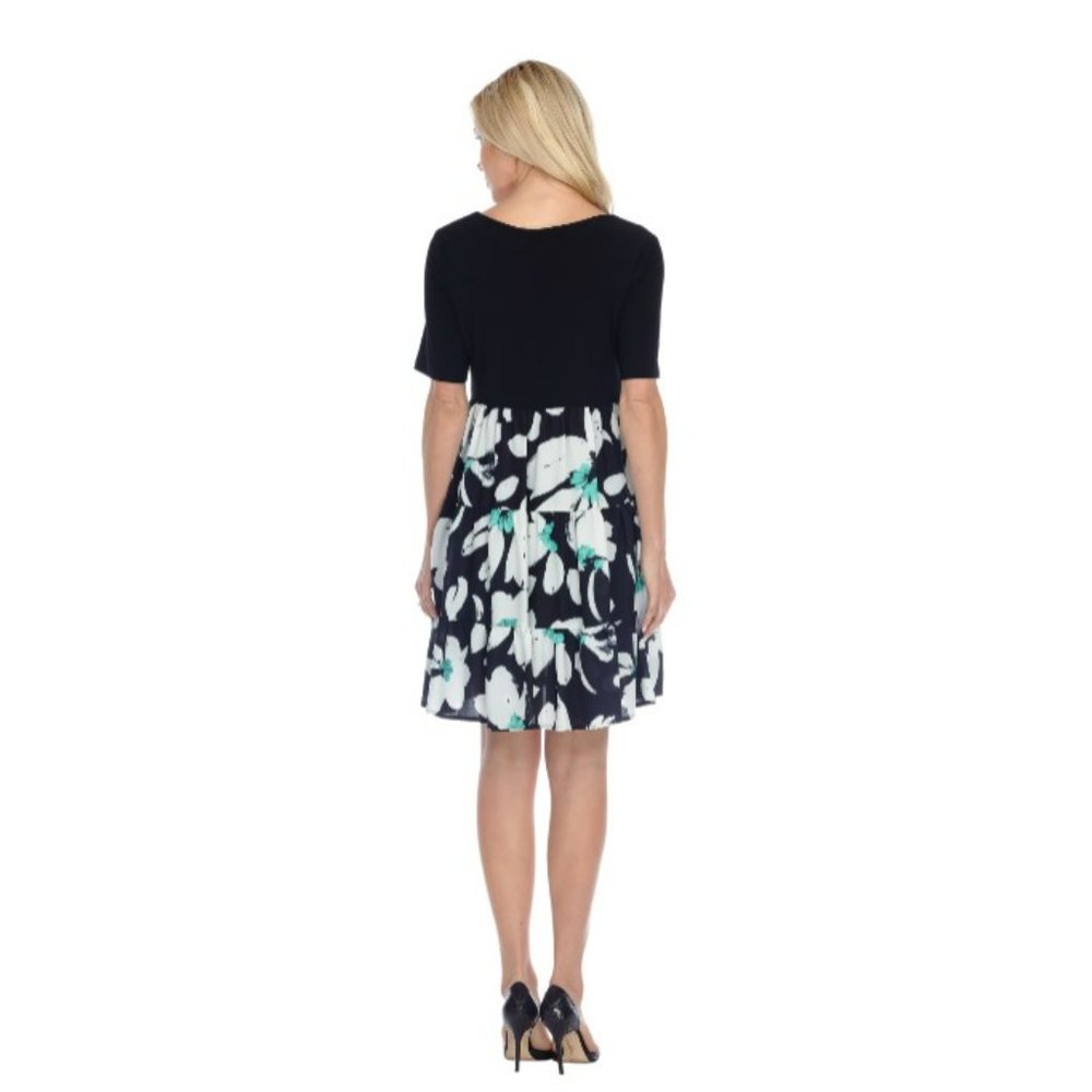 NWT Size 10 Joseph Ribkoff Black/Multi Fit&Flare Dress 212191 - Picture 3 of 4